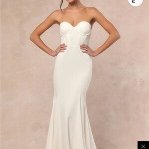 Lulu's Strapless Cream Gown